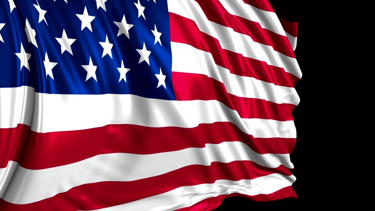 la bandera de estados unidos en cámara lenta. la bandera se desarrolla suavemente en el viento