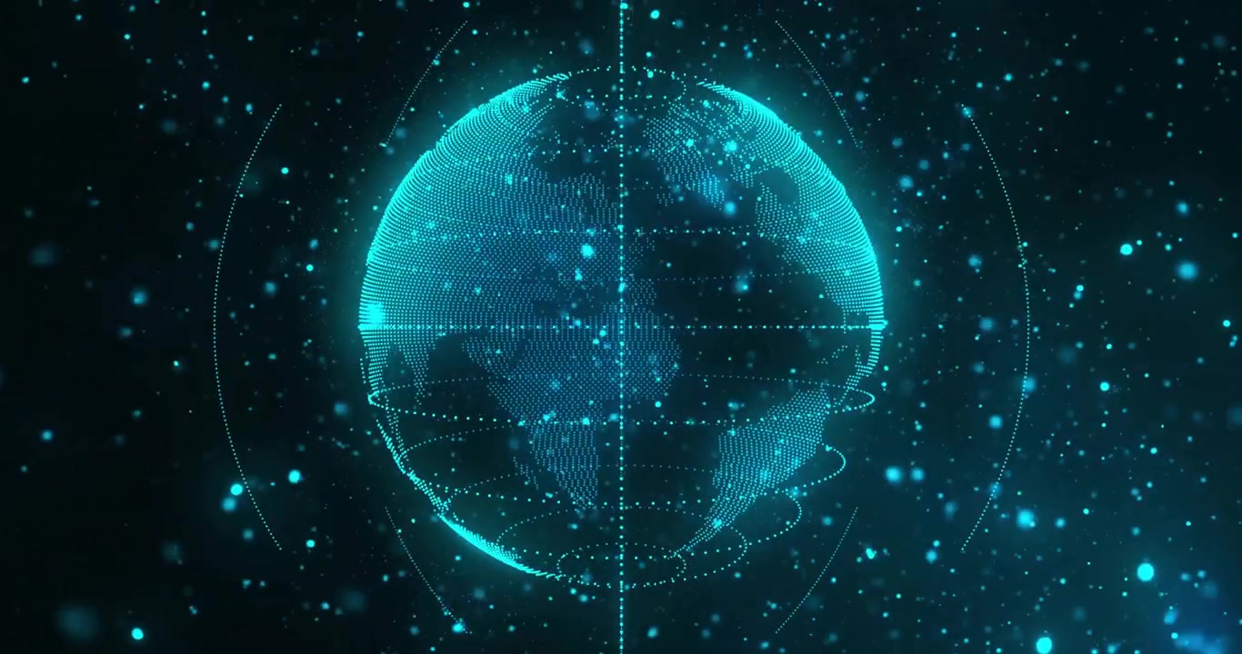 Animation of light spots over globe on black background