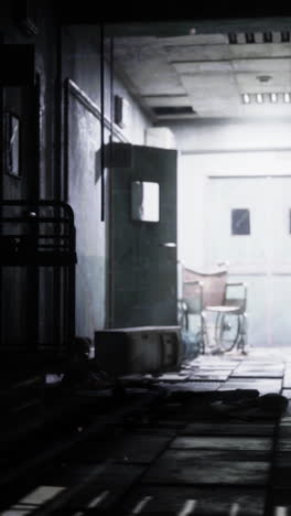 a dark and creepy abandoned hospital corridor