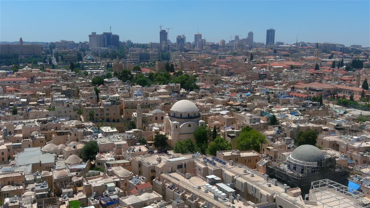 예루살렘의 오래된 도시와 새로운 도시, 공중에서 볼 수 있는 모습