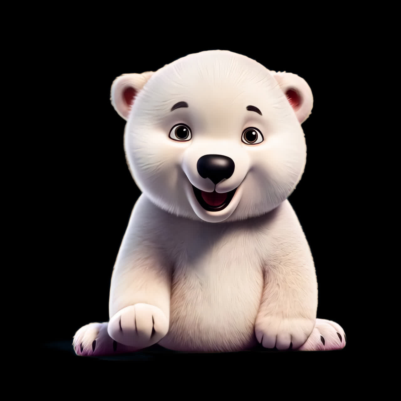 Cute polar bear 3d animal animation isolated asset, transparent 4K video, alpha channel, ProRes 4444