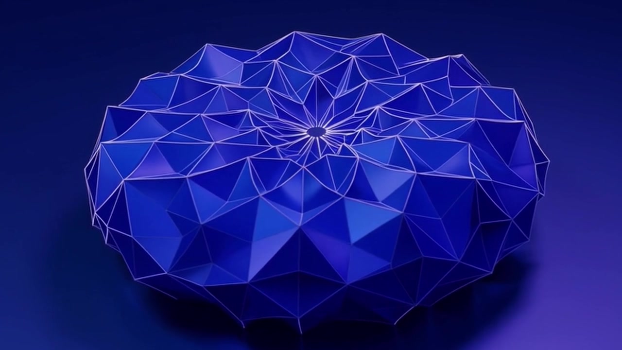 Forma geometrica blu astratta pulsante e mutevole