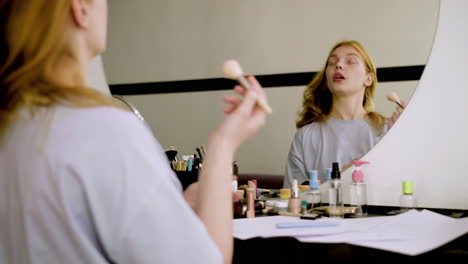 woman practising on the dressing room