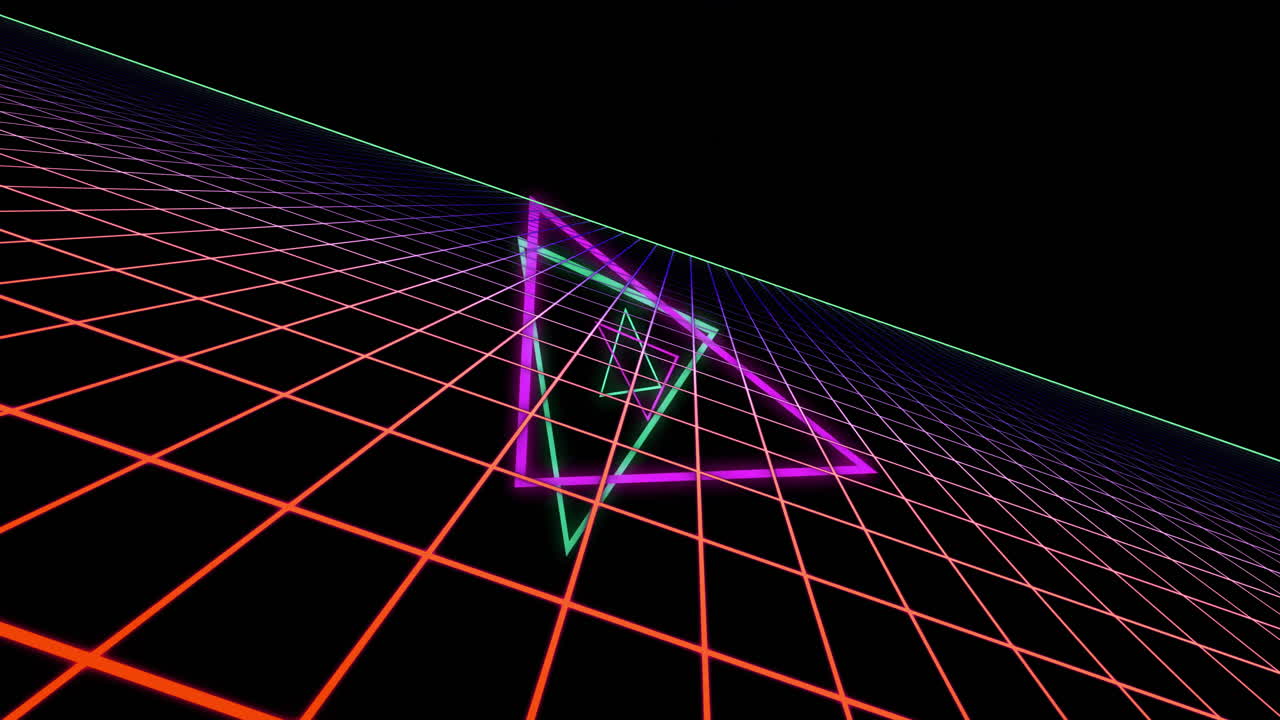 빛의 흔적 배경 위에 네온 패턴의 애니메이션