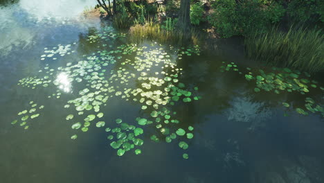 serene water lily pads floating on calm water in a tranquil natural setting