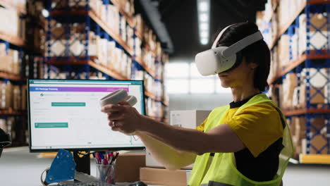 Vertical Video Staff wearing a VR headset for 3D simulation powered by artificial intelligence