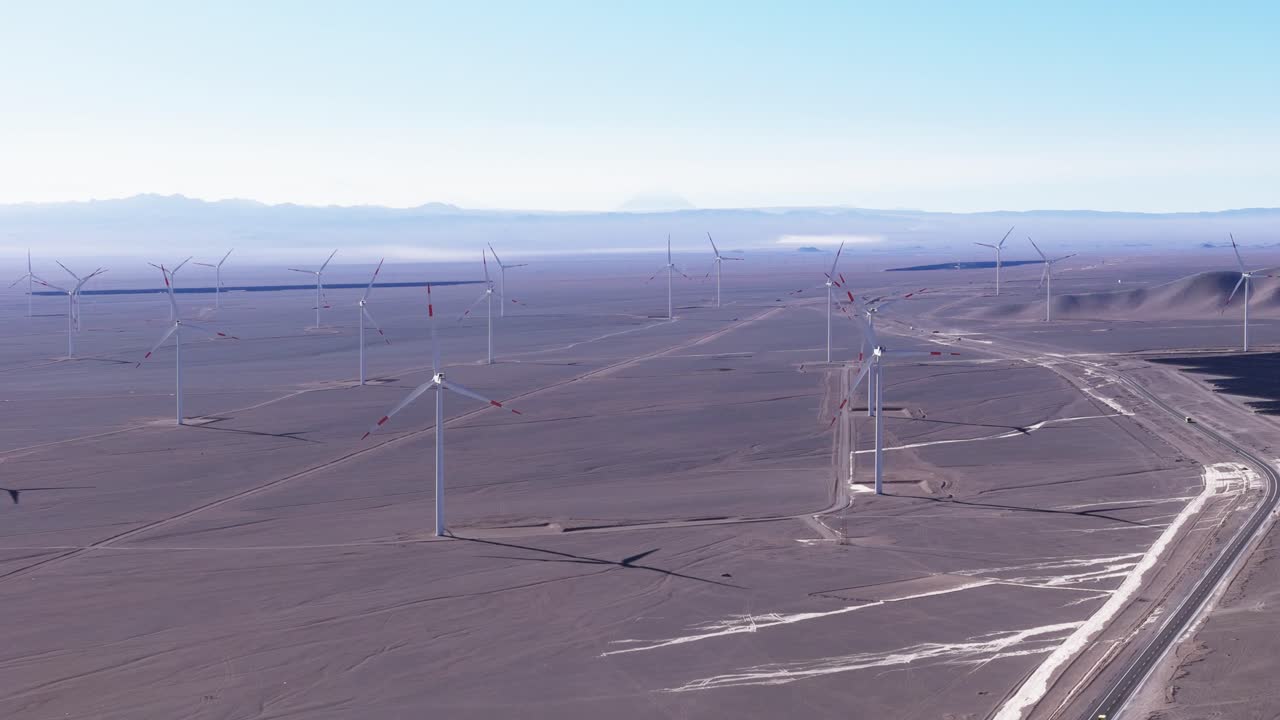 Wind turbines on a background of blue sky