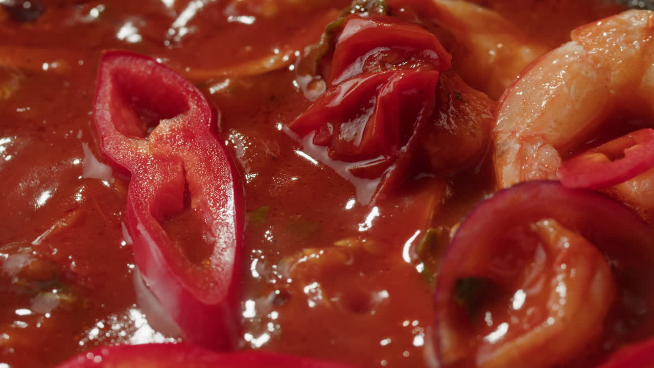 Close-up of a Spicy Tomato Sauce Dish