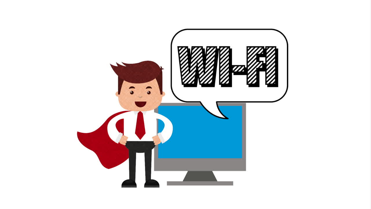 전자상거래 기술 애니메이션을 가진 사업가 영웅