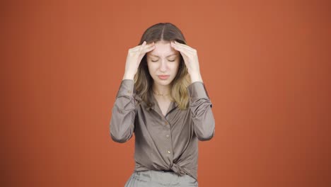 young woman with headache.