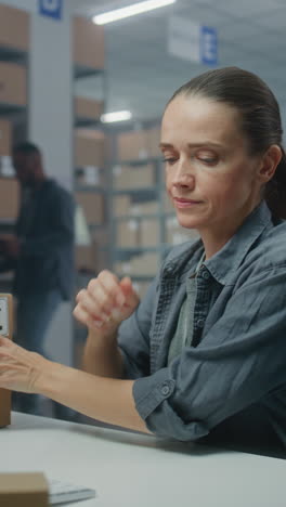 warehouse worker packing and handling boxes