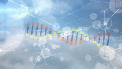 dna 가닥 회전과 연결 네트워크의 애니메이션
