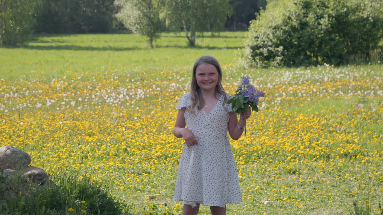 A Joyful Girl in a Field of Wildflowers
