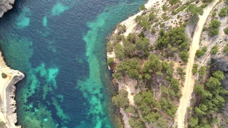 Drone-footage-of-calanque-in-Cassis,-south-of-France