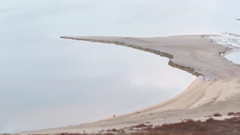 a salt lake shoreline in winter