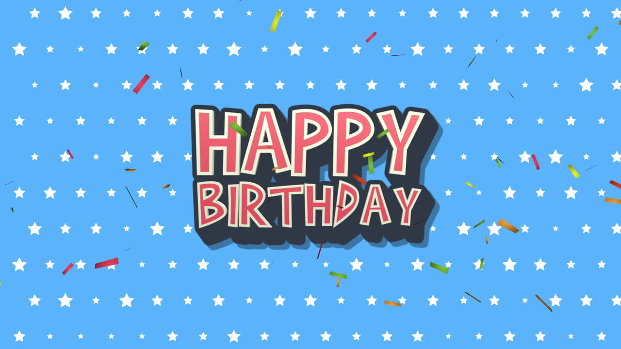 primer plano animado feliz cumpleaños texto sobre fondo de vacaciones 23