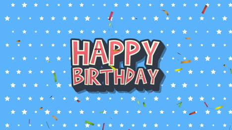primer plano animado feliz cumpleaños texto sobre fondo de vacaciones 23