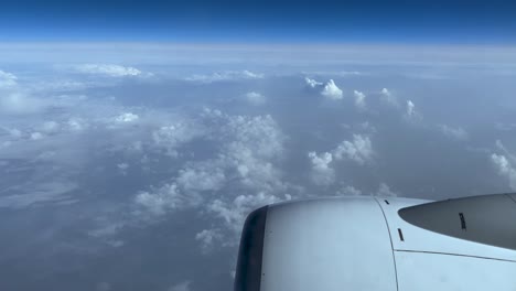 jet plane engine in the clouds