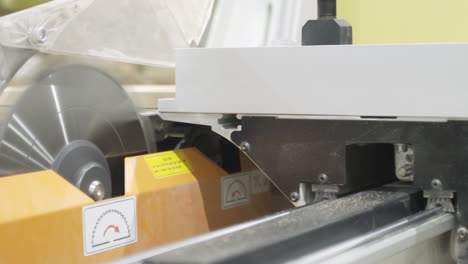 close-up of a table saw in action