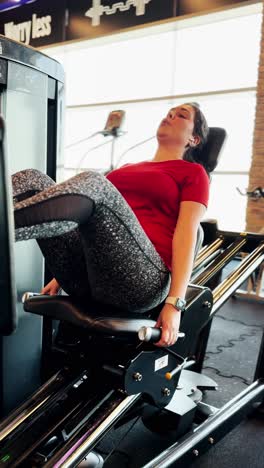 fitness enthusiast strengthening legs with leg press machine