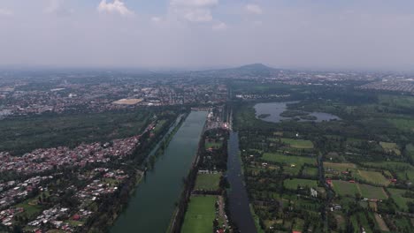 drone view of cuemanco, xochimilco in mexico city