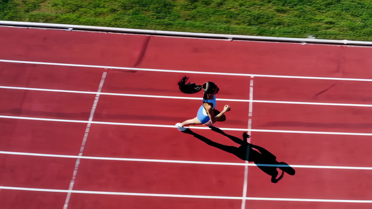 Woman Running on an Outdoor Track