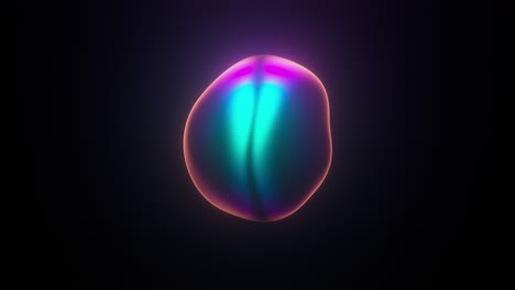 holográfico creativo ondas coloridas de fondo. esfera iridescente pulsante en negro. hermoso flujo suave, bola de neón, colores vibrantes, ondas de animación, textil de lujo de moda. bucle sin costuras de 4k