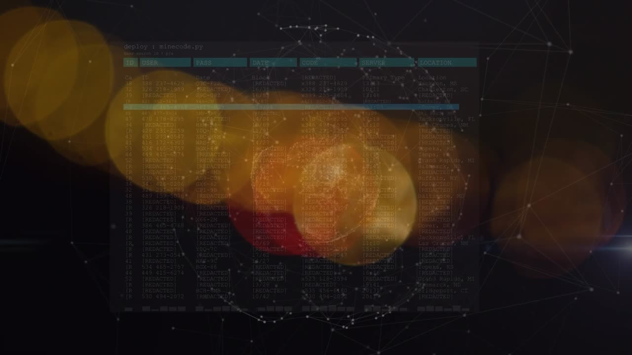 Animation of connections and lights over navy background