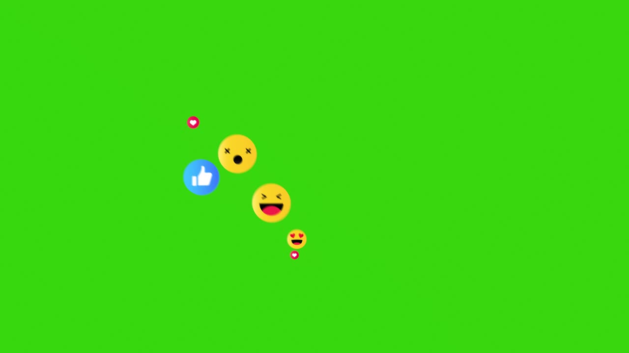 Motion Graphics Emojis Showing Multiple Social Media Notifications Liking And Reacting To Online Content Shot Against Green Screen 1