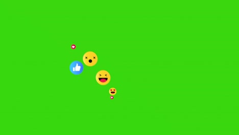 Motion-Graphics-Emojis,-Die-Mehrere-Social-Media-Benachrichtigungen-Zeigen,-Die-Online-Inhalte-Liken-Und-Darauf-Reagieren,-Aufgenommen-Vor-Greenscreen-1