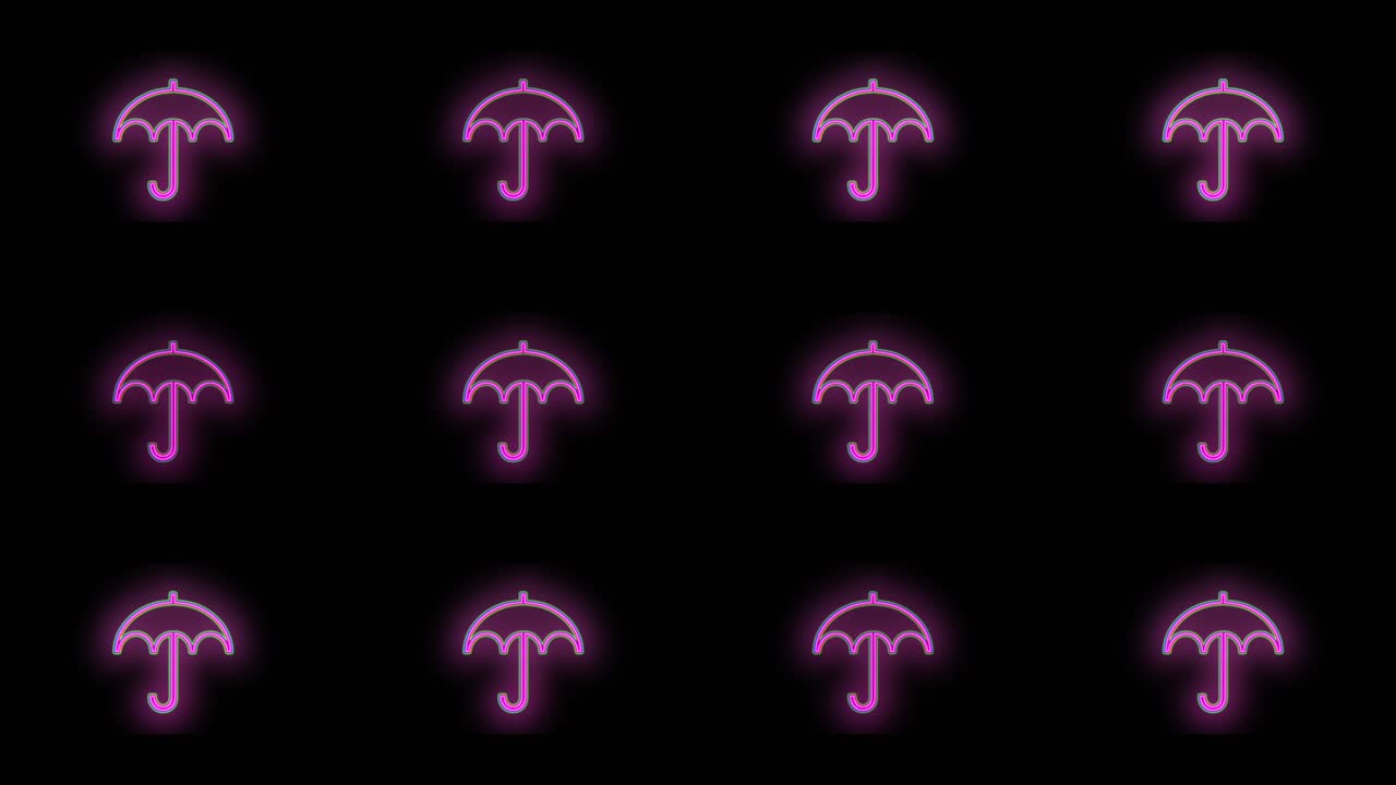 patrón de paraguas rosa neón pulsante en filas 4