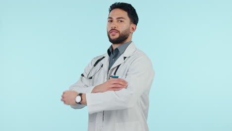 Medical-doctor,-portrait-and-a-man-arms-crossed