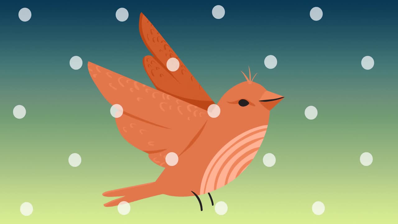 Animation af hvide pletter over fugleikon på grøn baggrund