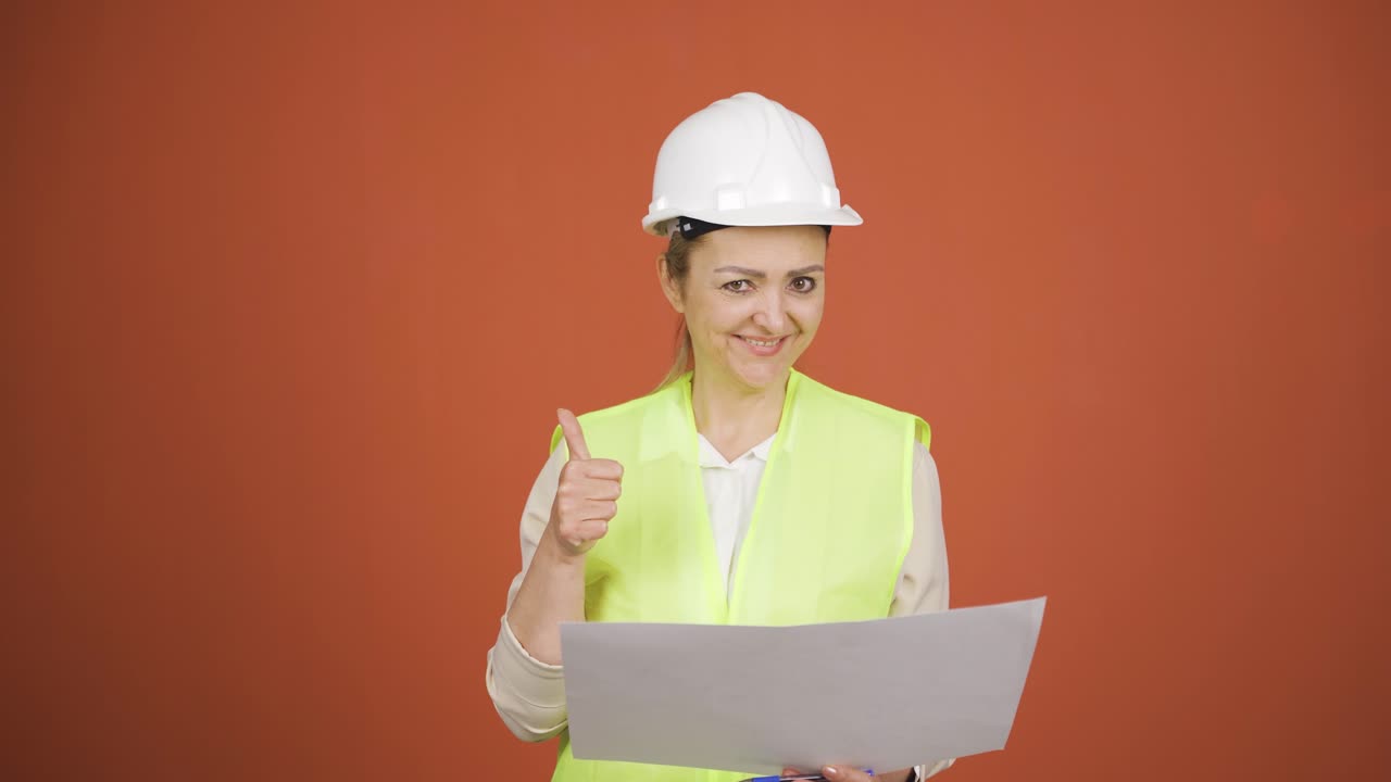 ingeniero mirando a la cámara y haciendo un gesto positivo.