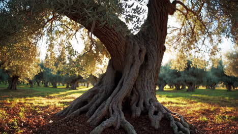 ancient olive tree in a grove