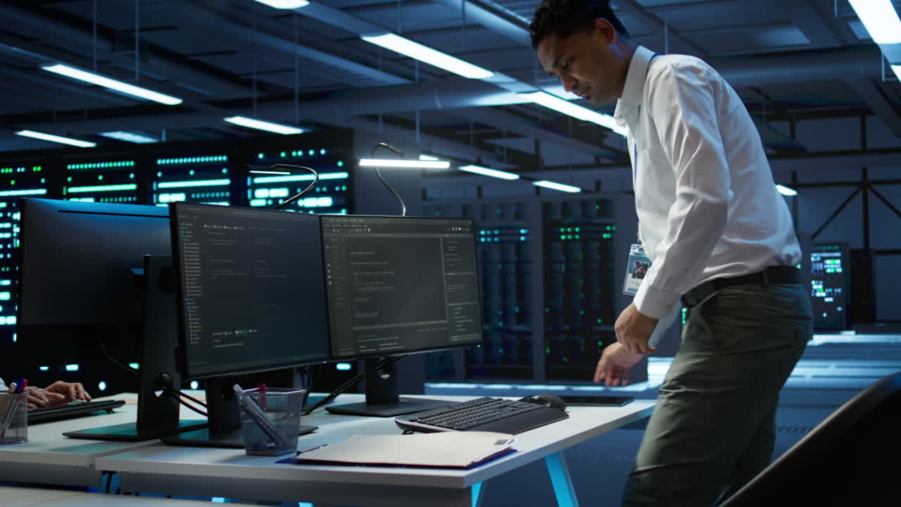 scienziato informatico del centro dati responsabile dell'installazione delle apparecchiature