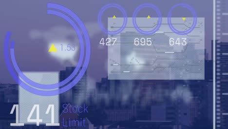 Animation-of-financial-data-processing-over-cityscape