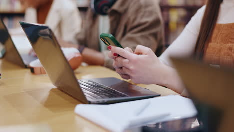 students studying in a library