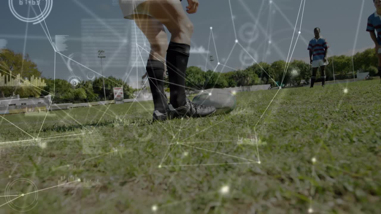 Animazione di una rete di connessioni con elaborazione dati su diversi giocatori di football