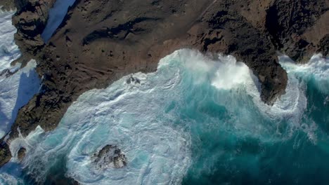 aerial drone view of mountain sea and volcanoes in lanzarote, canary islands, spain