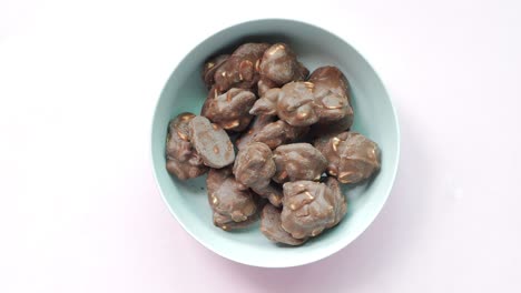 Close-up-of-peanut-chocolate-candy-on-table-,