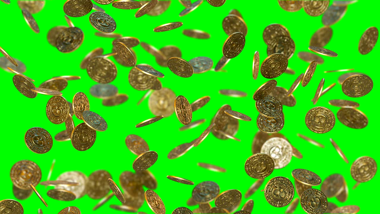 lluvia de monedas de oro antiguas.