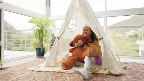 happy, face and a child with a tent