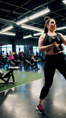 plus-size woman working out at the gym