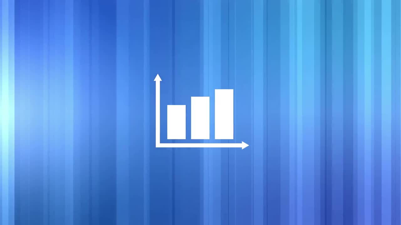 Animation of statistic graph over blue background with lines