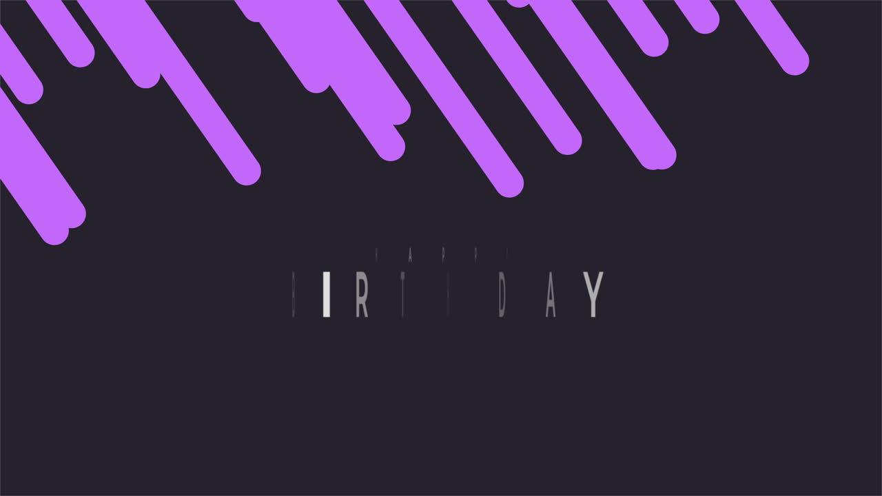 Happy Birthday with purple stripes on black frame