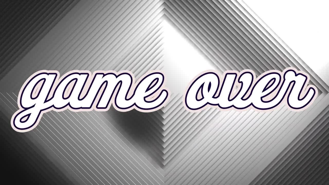 Animation of game over text over white pattern background