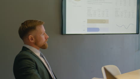 businesswoman giving presentation on office meeting