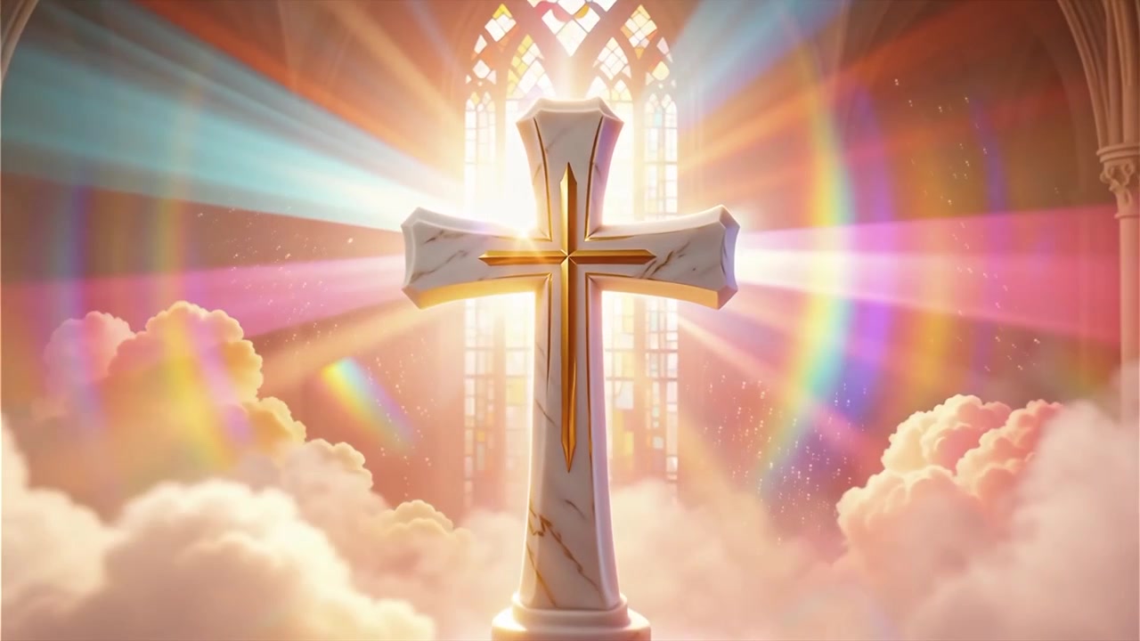 Christian Cross Heavenly Light Worship Background