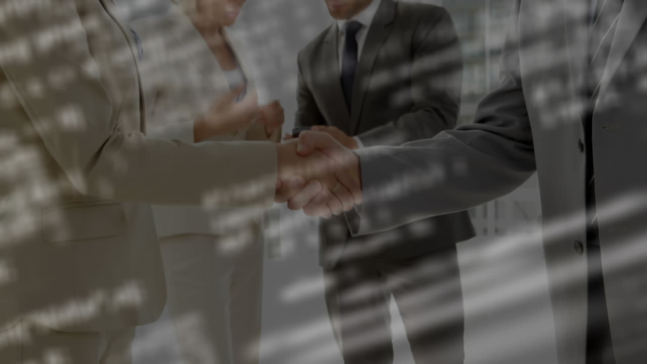 사업가의 악수에 대한 데이터 처리의 애니메이션